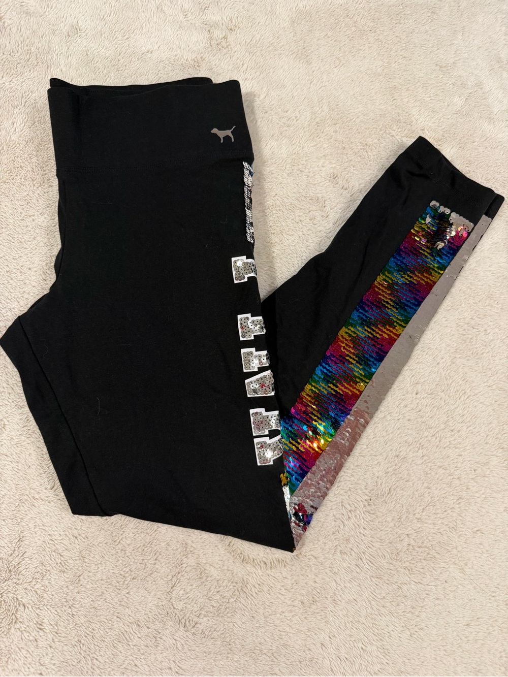 victoria’s secret pink reversible sequin leggings size medium